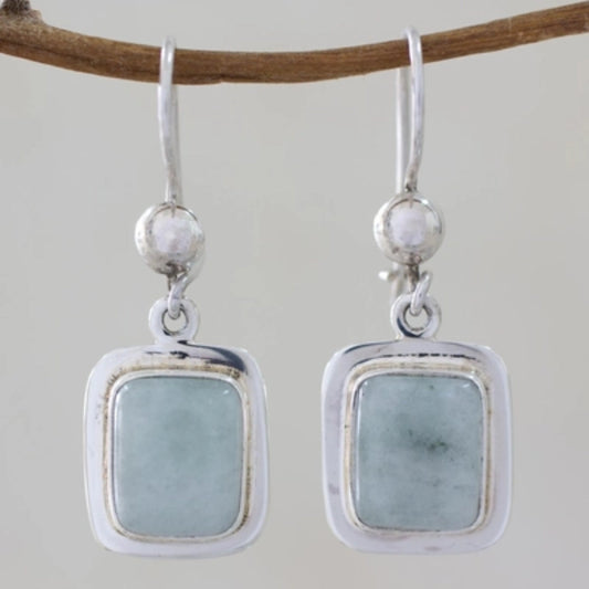 Elegant Square Vintage Earrings in Stylish Blue Sterling Silver