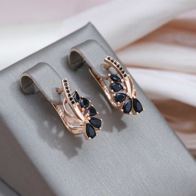 Stylish earrings with sparkling black crystal