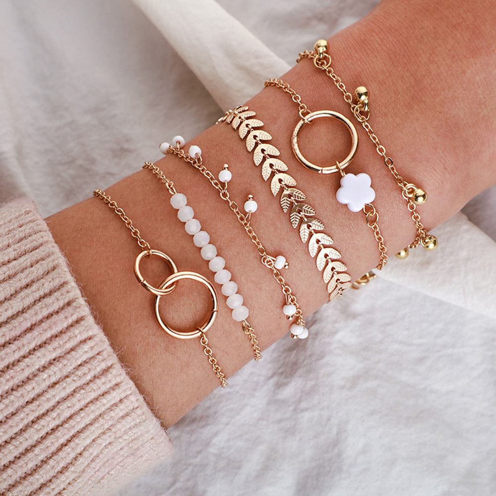 Set of Elegant Golden Boho Bracelets