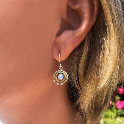 Elegant Boho Saturn Earrings with Turquoise Opal for a Touch of Color and Style