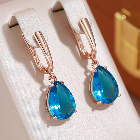 Fascinating blue crystal drop earrings