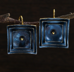 Elegant Vintage Earrings in Radiant Blue - Square Design