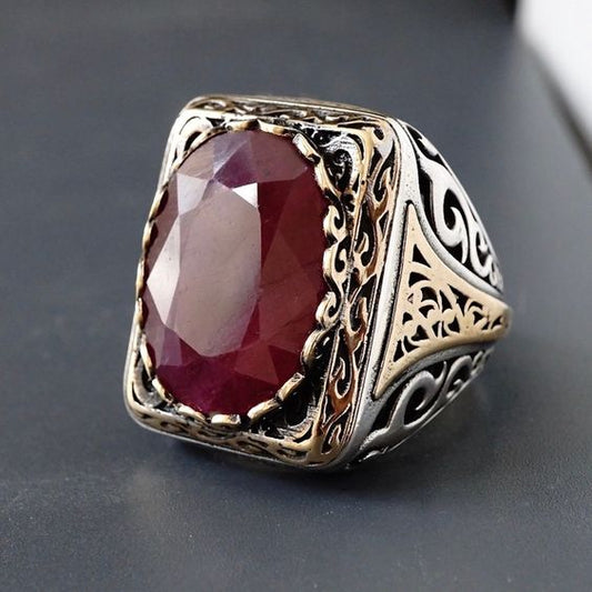 Vintage Red Turkish Signet Ring - A Timeless Piece of Jewelry