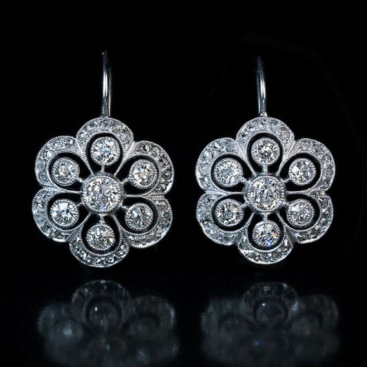 Elegant Vintage Mandala Crystal Earrings made of Sterling Silver