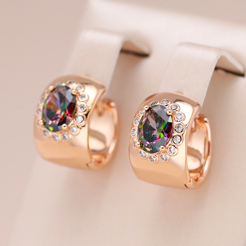 Elegant Multicolor Crystal Earrings in Gold Design