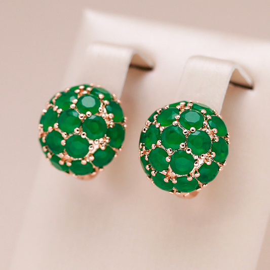 Elegant Gold Earrings with Sparkling Green Crystal