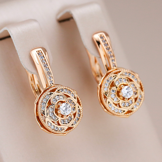 Elegant Gold Earrings with Sparkling Crystals