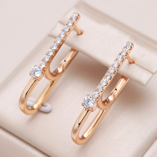 Elegant Gold Earrings with Sparkling Zircons