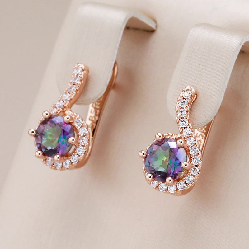 Elegant gold earrings with sparkling multicolored crystals