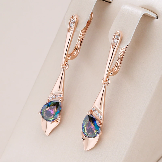 Sparkling Multicolored Crystal Earrings in Elegant Gold Tones