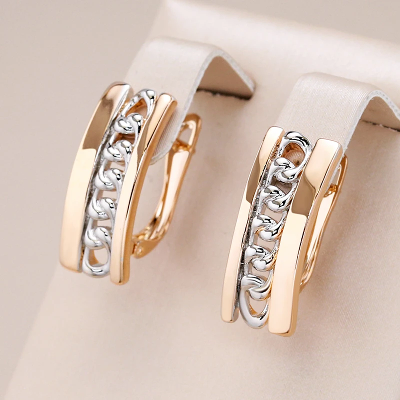 Elegant gold-plated earrings with delicate silver chain details