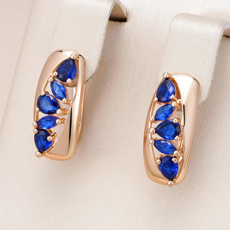 Luxurious earrings with sparkling blue zirconia stones