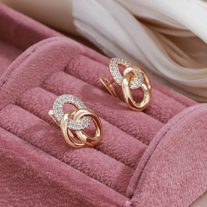 Sparkling Gold Earrings with Zirconia - Elegance for Every Occasion