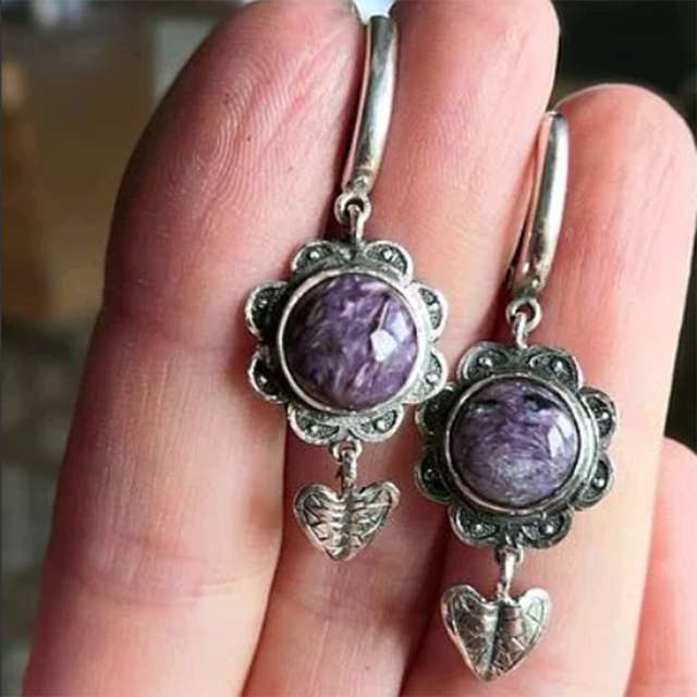 Elegant Vintage Earrings with Charming Purple Gemstones