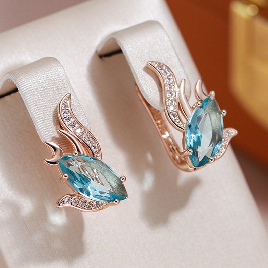 Stylish earrings with sparkling turquoise crystals