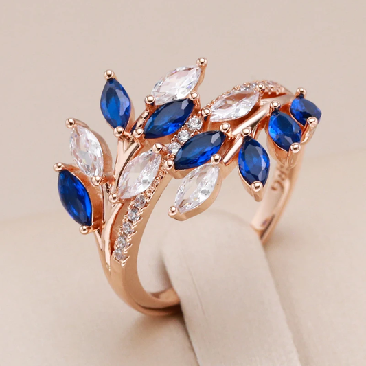 Elegant ring with sparkling blue crystal