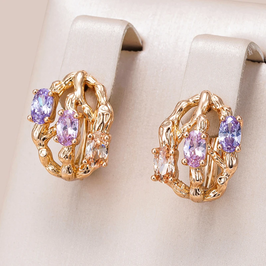 Elegant gold earrings with colorful gemstones for an exotic look