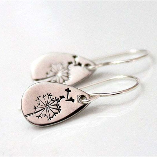 Elegant Silver Dandelion Earrings in Vintage Design