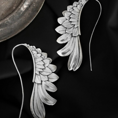 Elegant Vintage Silver Earrings with Wing Design