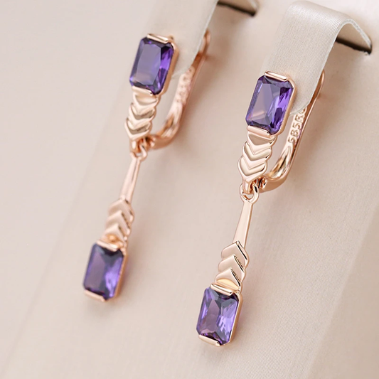 Stylish Purple Earrings with Sparkling Crystals