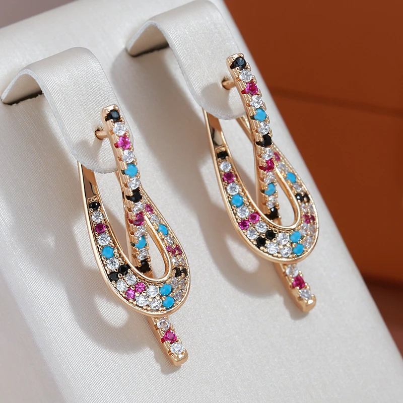 Elegant, Multicolored Zirconia Earrings in Luxurious Gold