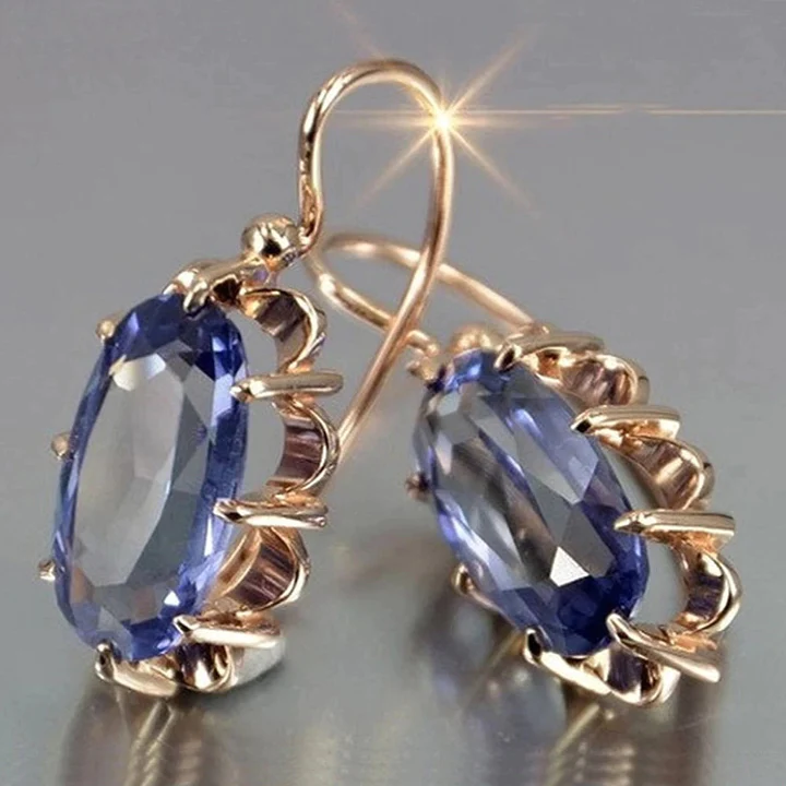 Stunning Vintage Golden and Blue Crystal Earrings