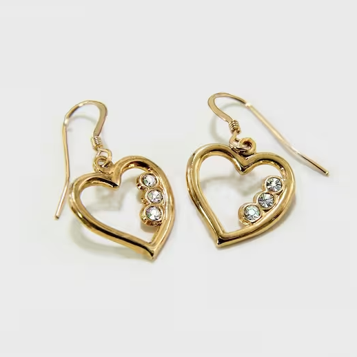 Charming Vintage Golden Heart Earrings