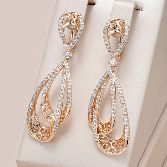 Shining gold-colored earrings for an elegant appearance