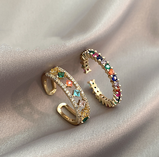 Colorful Elegance: Radiant Zirconia Rings in Stylish Design