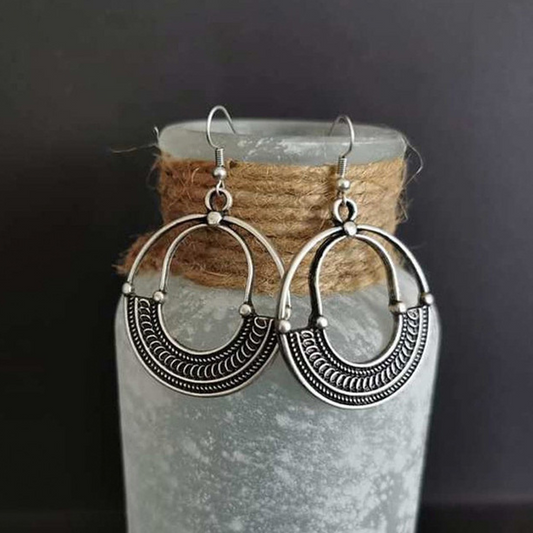 Bohemian Vintage Silver Ethnic Earrings for a Timeless Look