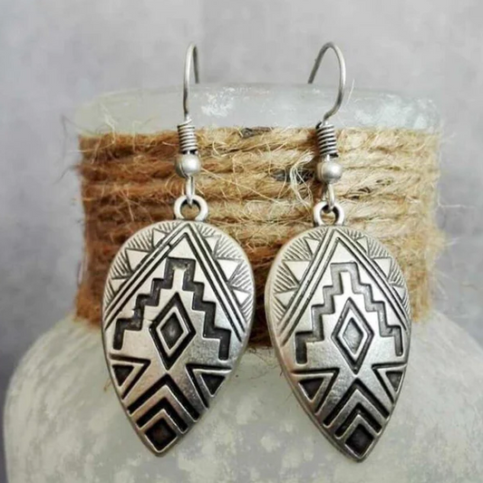 Bohemian Vintage Silver Earrings in Ethnic Style