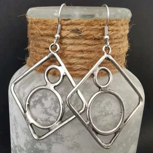 Elegant Vintage Silver Earrings in Hollow Design