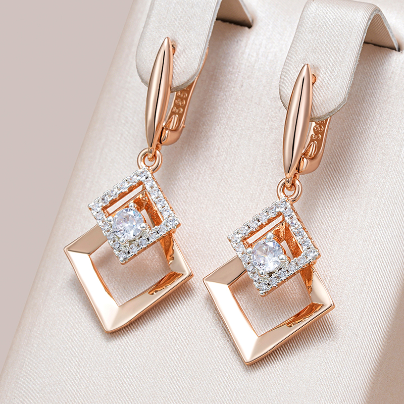 Stylish geometric gold-plated earrings with radiant shine