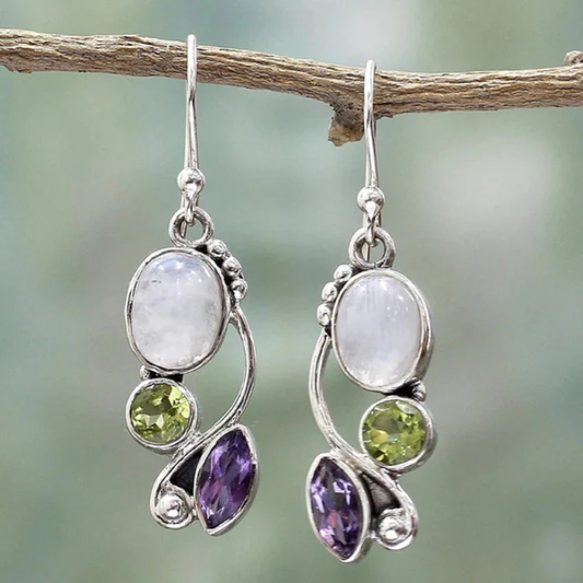 Funky Vintage Crystal Earrings in Lively Design