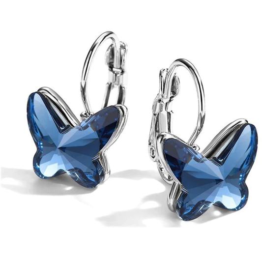 Charming Vintage Butterfly Earrings with Stunning Blue Crystal