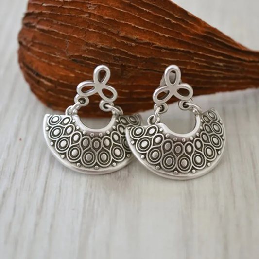 Exquisite Vintage Silver Mandala Medium Earrings