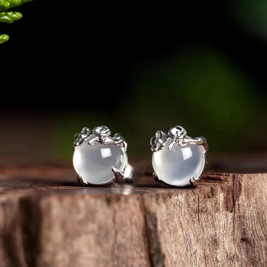 Timeless Vintage Earrings with Moon Crystal Balls