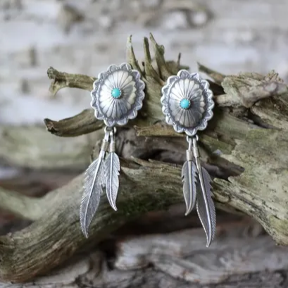 Retro Turquoise Feather Earrings for a Touch of Boho-Chic