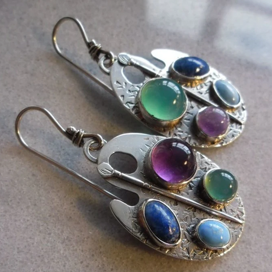 Colorful Vintage Artwork-Inspired Earrings