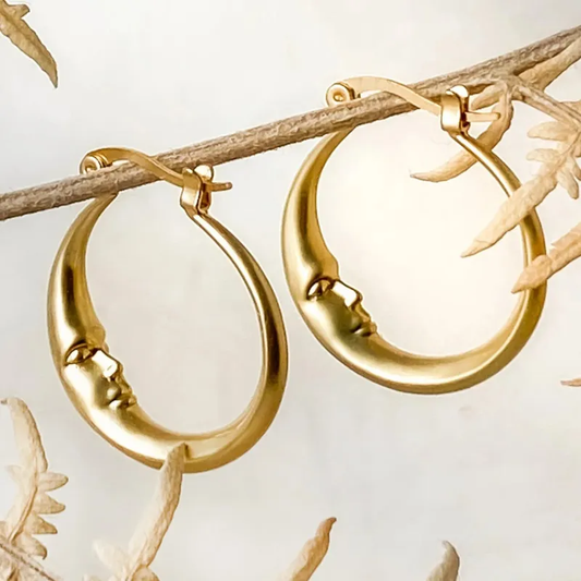 Elegant Golden Vintage Moon Earrings