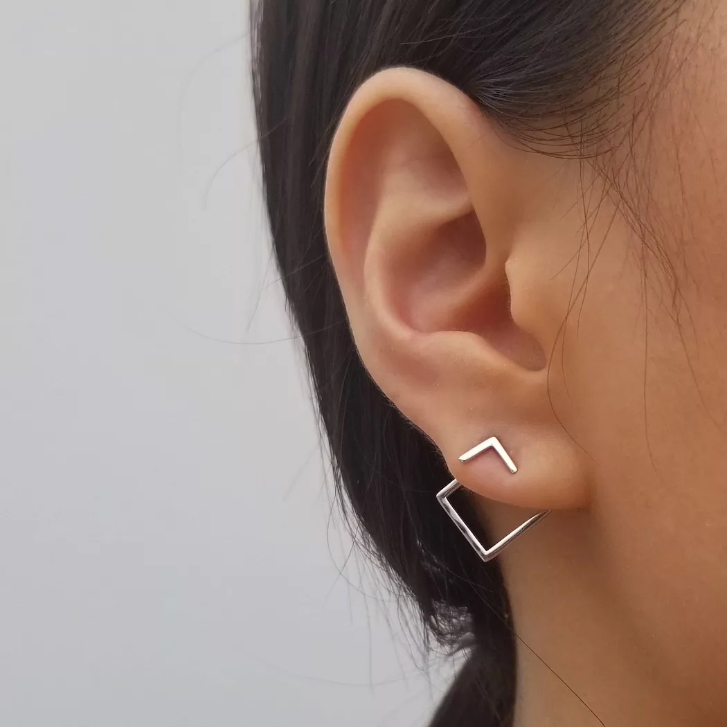 Elegant Geometric Silver Earrings