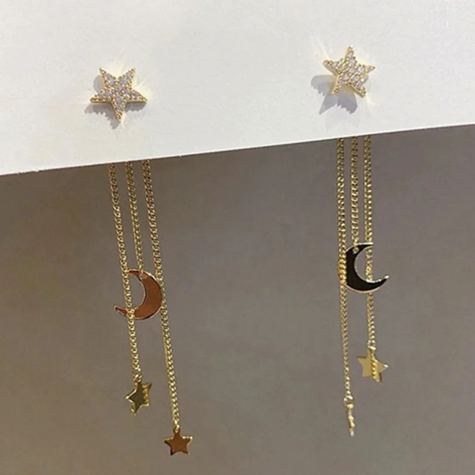 Graceful earrings with sparkling golden stars