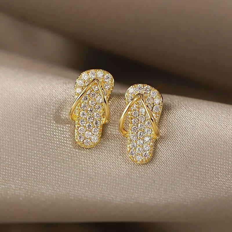 Glamorous Gold Glitter Flip-Flop Earrings for a Sparkling Appearance