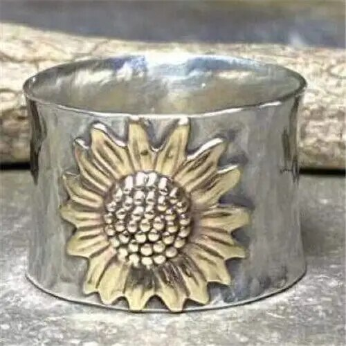 Vintage Gold Sunflower Ring