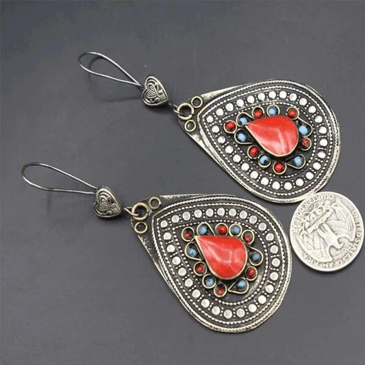 Exquisite Retro Red Mandala Earrings