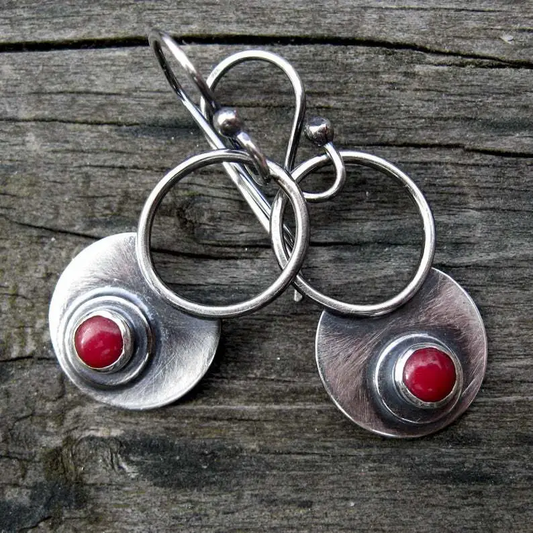 Vintage Red Inlay Earrings: A Touch of Elegance