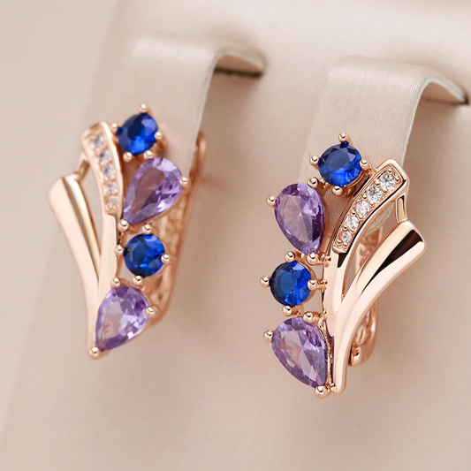 Fascinating earrings made of sparkling purple zirconia