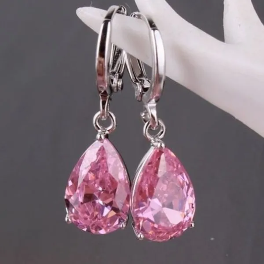 Fascinating pink crystal earrings for a touch of elegance