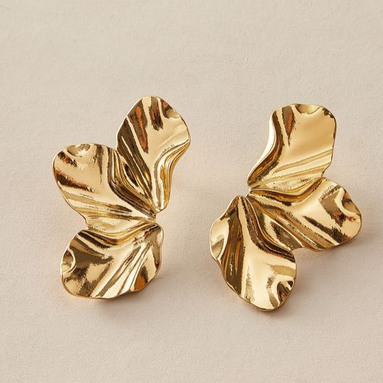 Elegant Vintage Earrings in Gold with Irregular Design