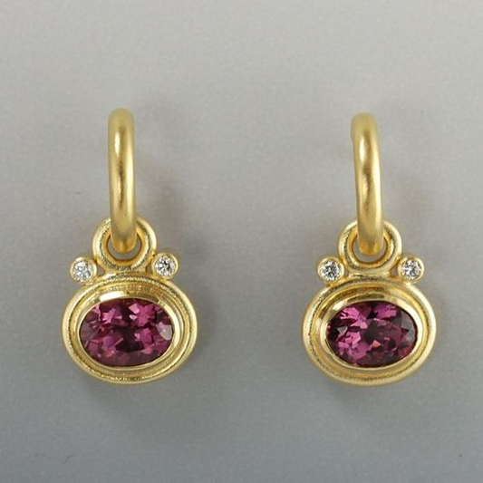 Elegant Vintage Golden Earrings with Sparkling Garnet Zirconia